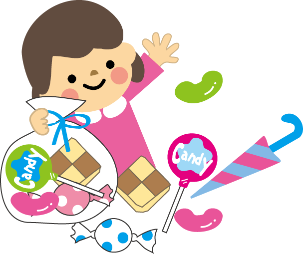 お菓子を持つ子ども